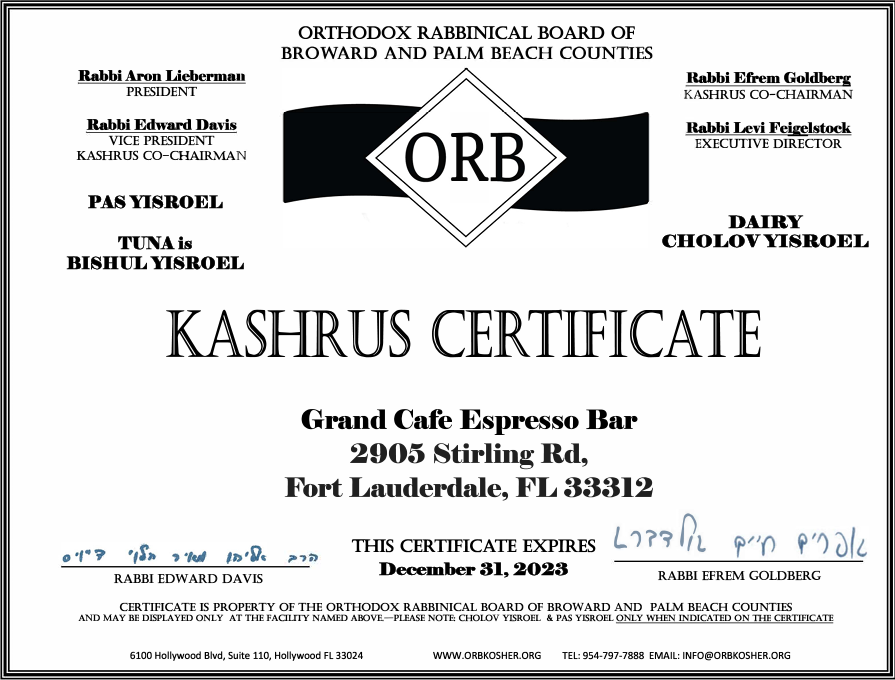 Kosher Certificate Stirling